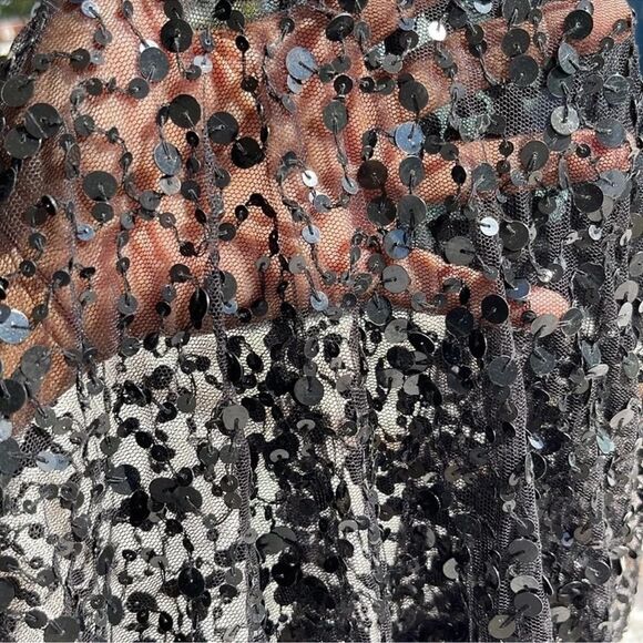 Wet Seal Black Sleeveless Sequins Mini Overlay Dress Size L - Picture 8 of 10